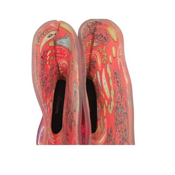 Sloggers Floral Rain Boots Women 9 Red Slip- On Fall Winter Calf Height - Picture 6 of 8